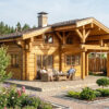 Проект бани из лафета с дизайнерской крышей