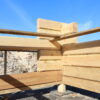 Проект бани из лафета с дизайнерской крышей
